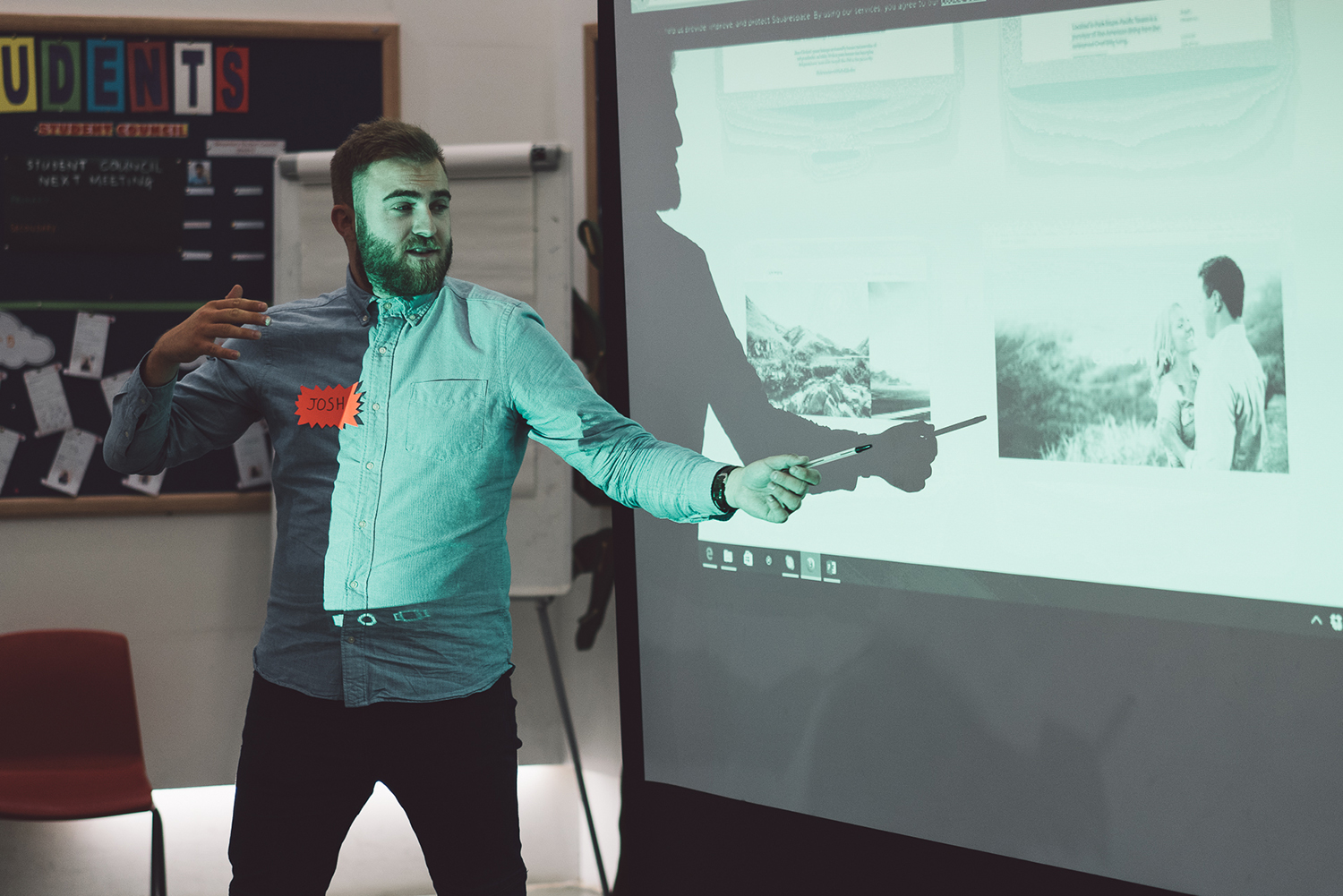POW Digital Camp Roman Road Workshop - Josh Gutteridge at projector screen
